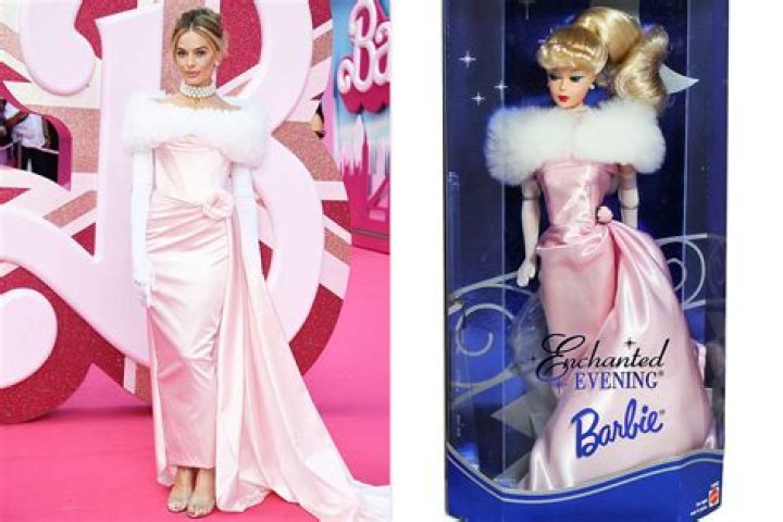 Barbie movie London premiere showcases Margot Robbie’s stunning fashion inspired by the iconic doll & 1960s Barbie Enchanted Evening fashion doll.